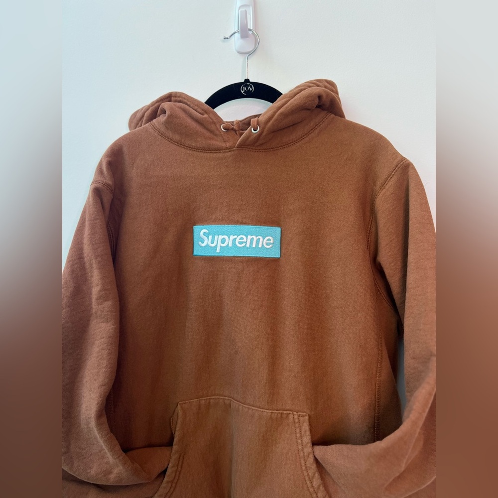 Supreme Rust Teal box logo Hoodie - Picture 3 of 6